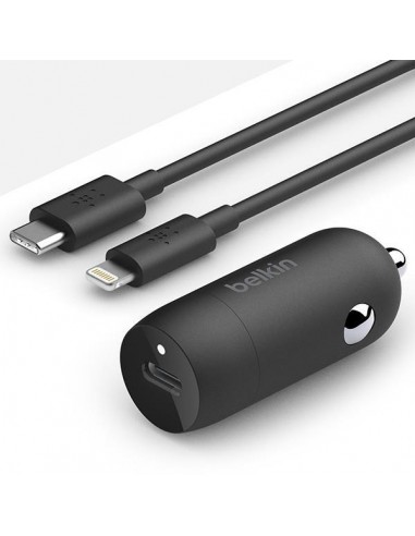 Chargeur De Voiture Belkin USB-C 20W Avec câble USB-C Vers Lightning